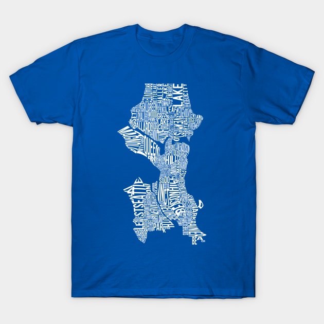 Seattle - Neighborhoods Map T-Shirt by downformytown